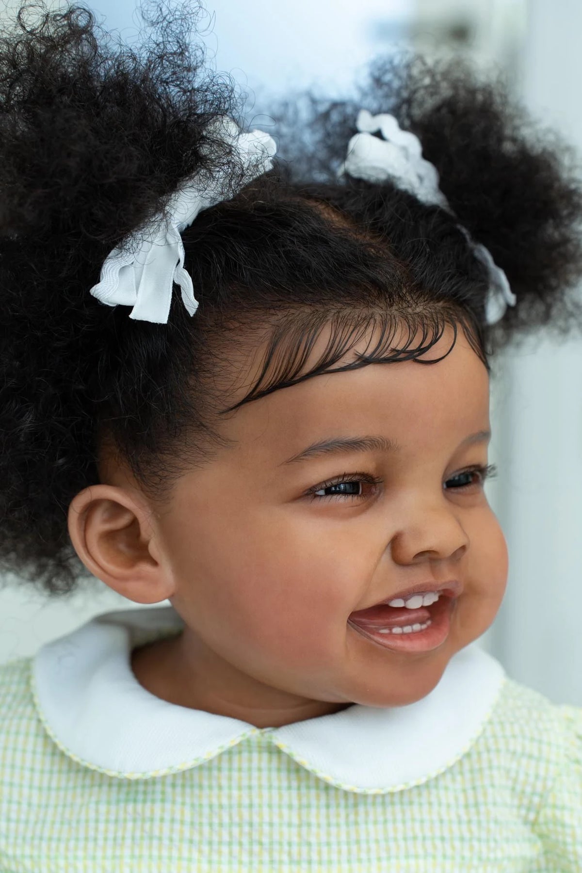 NPK 24inch Mila Dark Brown Skin Reborn Toddler Girl Doll Happy Baby Rooted Hair High Quality Collectible Art Doll