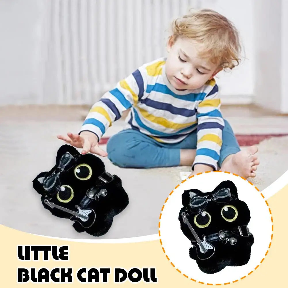 Cute Black Cat Keychain Plush Cartoon Kitten Doll Pendant Lovely Cat Doll Backpack Hanging Ornaments Car Keyring Birthday Gift