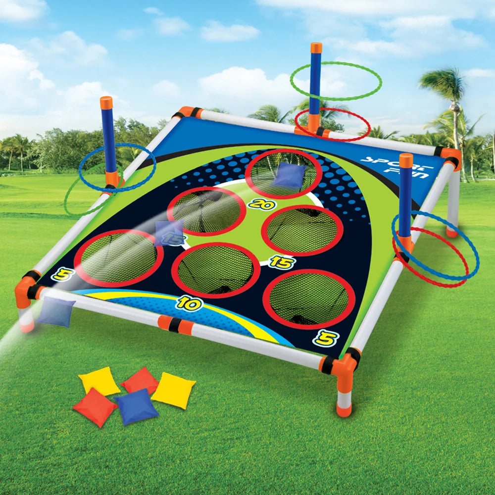 Portable Cornhole Throwing Circle Ferrule Board Set Easy Assemble Fun Kids Interactive Adults Outdoor Yard Toss Game Toy