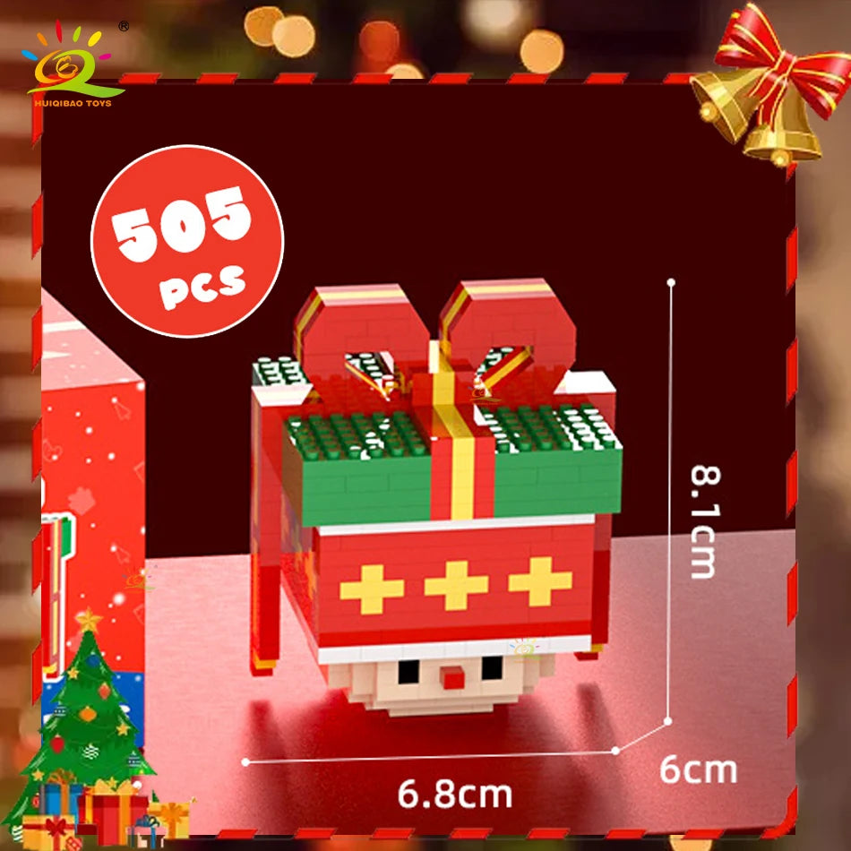 HUIQIBAO Children Mini Christmas Tree Santa Claus Model Micro Bricks Building Block DIY Snowman Elk Bricks Toys for Adult Gift