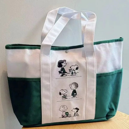 Snoopy 2026 New Canvas Tote Shoulder Bag Printed Large Capacity Casual Lazy Style Small Fresh Girls Travel Daily New Year Gift