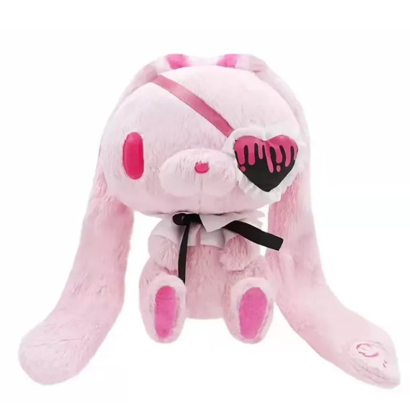 Kawaii Goth Pink Bunny Gloomys Bear eye mask Plush Toy keychain All Purpose Bunny Eyepatch Stuffed Animal Plushie backpack charm