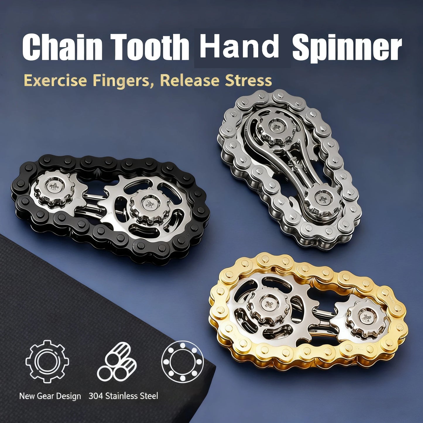 Metal Sprockets Flywheel Gear Fingertip Gyro Fidgeting Spinner Antistress Anxiety Bike Chains Spinner Fidget Toys for Adult Kids