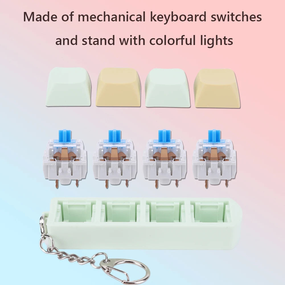 Keyboard Fidget Keychain 4 Keys Finger Keyboard Decompression Toys Press Button Keycap Fidget Stress Relief Keyboard Clicker Toy