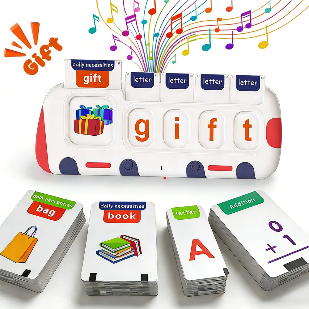 Talking Flash Cards Machine with Music,Word Blending & Math Games, ABC Learning Toys,Educational Reading Interactive Toy
