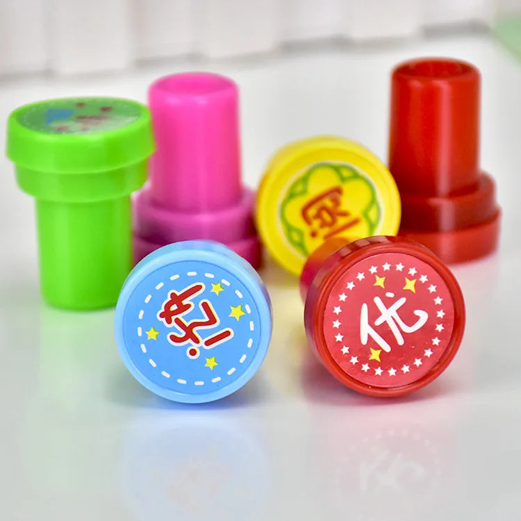 10pcs Assorted Stamps for Self-ink Stamps Toy Stamps Smiley Face Seal Scrapbooking DIY Painting Photo Album Decoration