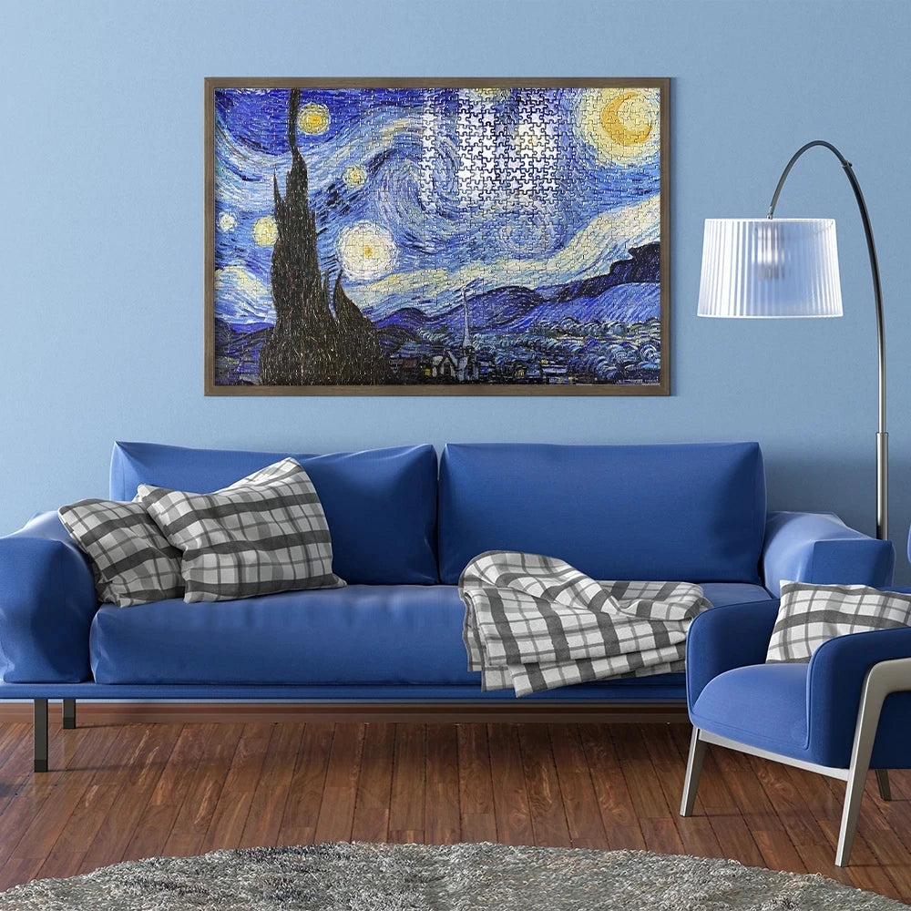 68*49cm MaxRenard 1000 Pieces Jigsaw Puzzles Famous Paintings Van Gogh The Starry Night Family Game Gift Home Wall Decoration