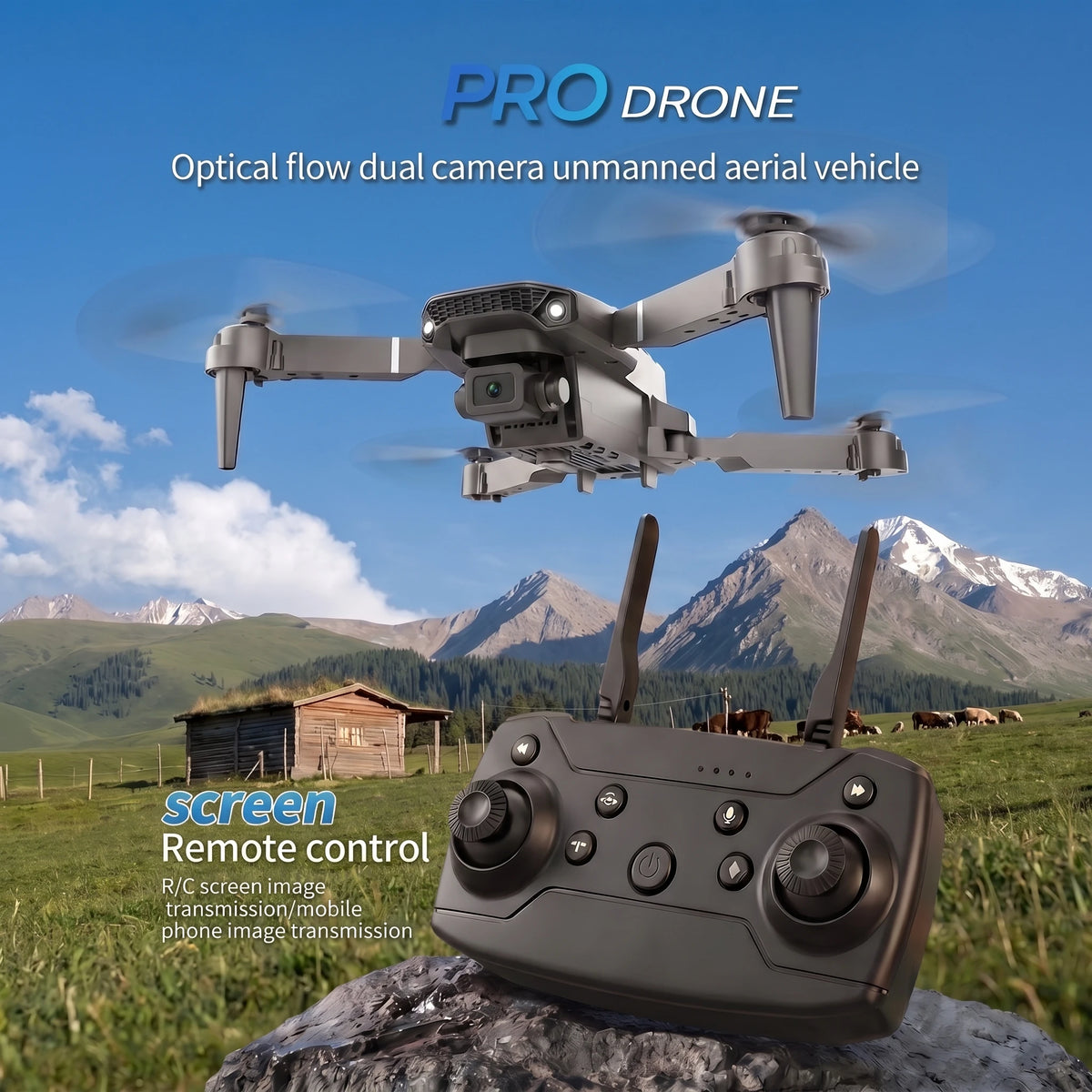 2026 New E88 PRO MAX Foldable Drone with Obstacle Avoidance, Dual HD Camera, Brushless Motor, HD Screen Remote, 40min Flight Time Extra Batteries, One Key Return Home, LED Lights, USB Charging, Quadcopter for Beginners Adults