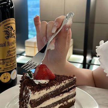 Kawaii Miffy Rabbit Stainless Steel Dessert Spoon Fruit Fork Anime Peripheral High-looking Home Restaurant Fork Spoon Set Gift