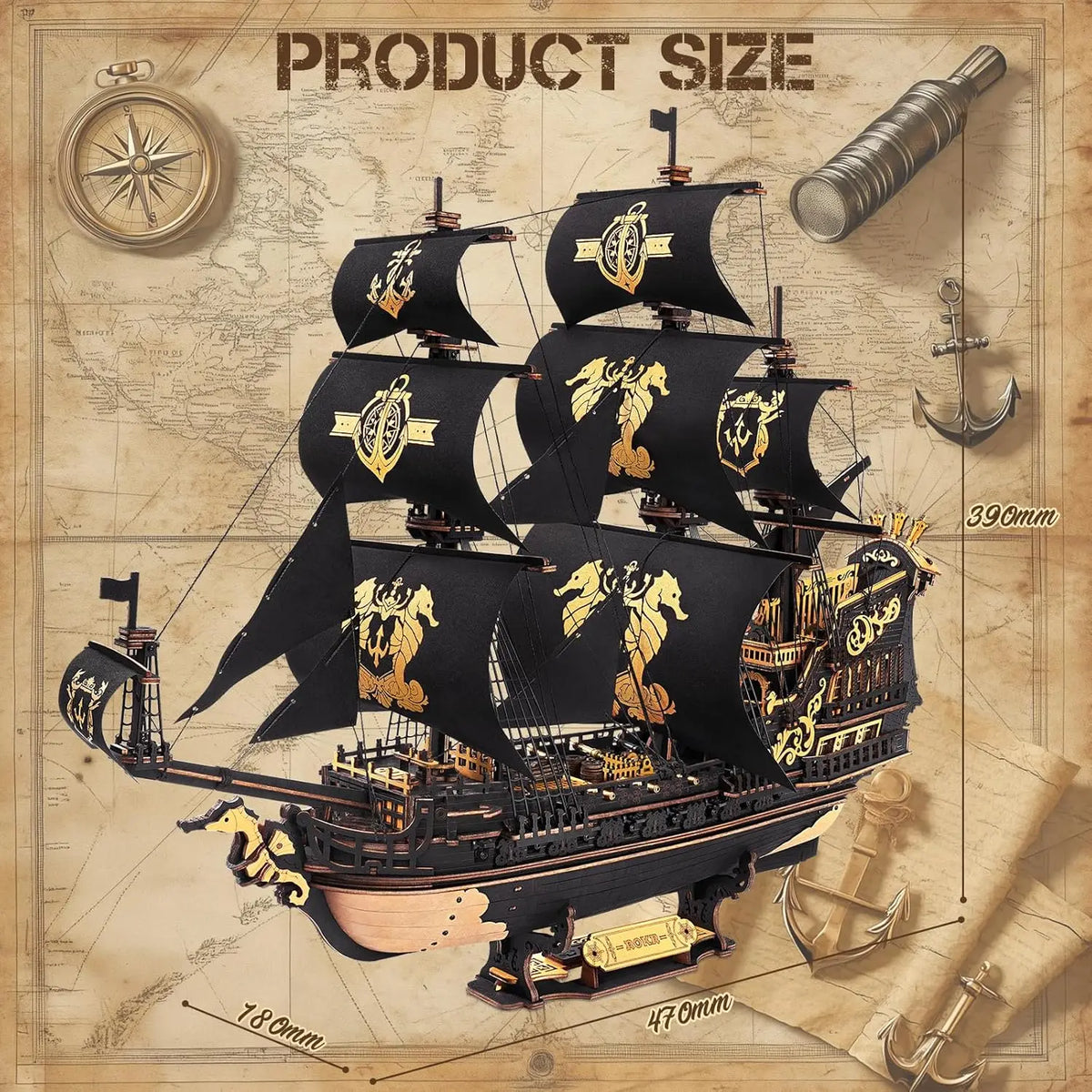 Robotime 3D Puzzle Wooden Seahouse Barque Model Kits Build Home Desk Decoration Gift For Teens and Adults