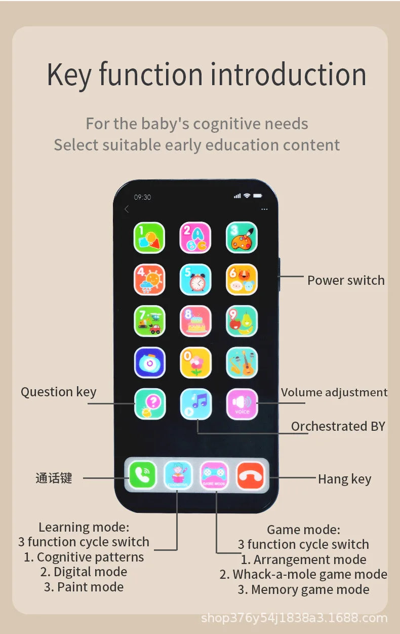 New Children's Educational Toys Mobile Phone Simulation Music Touch Screen Phone Baby English Early Childhood Toys Voice Toys