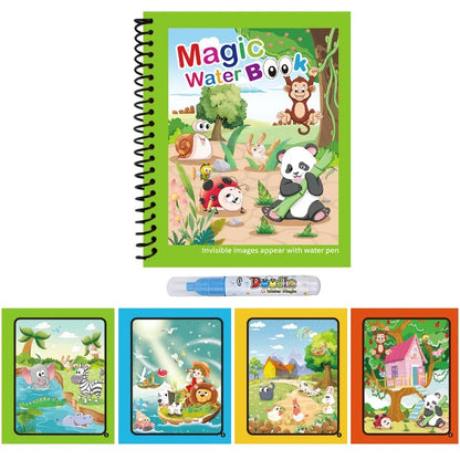 NEW Children Animal Cartoon Painting Book  Magic Water Book with Water Pen for Kids Birthday Christmas New Year Gift for Kids