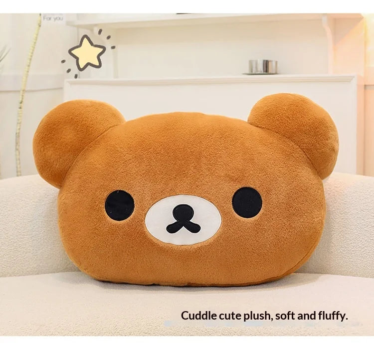 Cute Rilakkuma Big Head Plush Pillow Large Size Soft Stuffed Toy Cushion Bedroom Sofa Decor Unisex Birthday Gift For Adult
