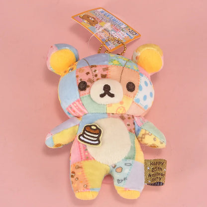 7/12cm Patchwork Limited Rilakkuma bear Plush Keychain Kiiroitori Doll Pendant Cute Relax bear Cartoon Decoration Holiday Gift
