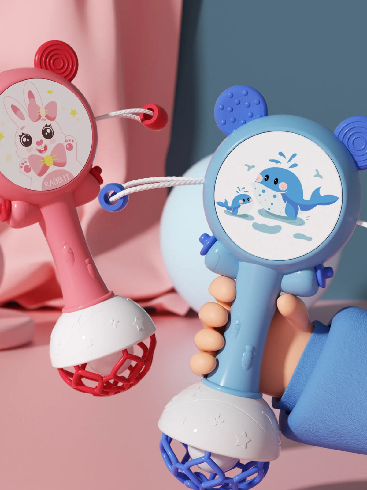 Baby Rattle Toys Teether Hand Bells Mobile Infant Stop Weep Tear Rattles Early Educational Toy for Newborn Gifts 0-18M