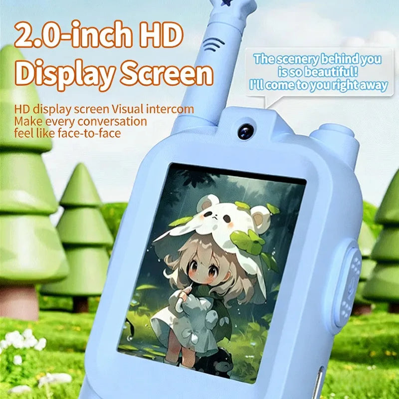 2PC Children's Video Walkie-talkie HD Walkie-talkie USB Charging Indoor Outdoor Entertainment Kids Toys Birthday Gifts Ages 3-12