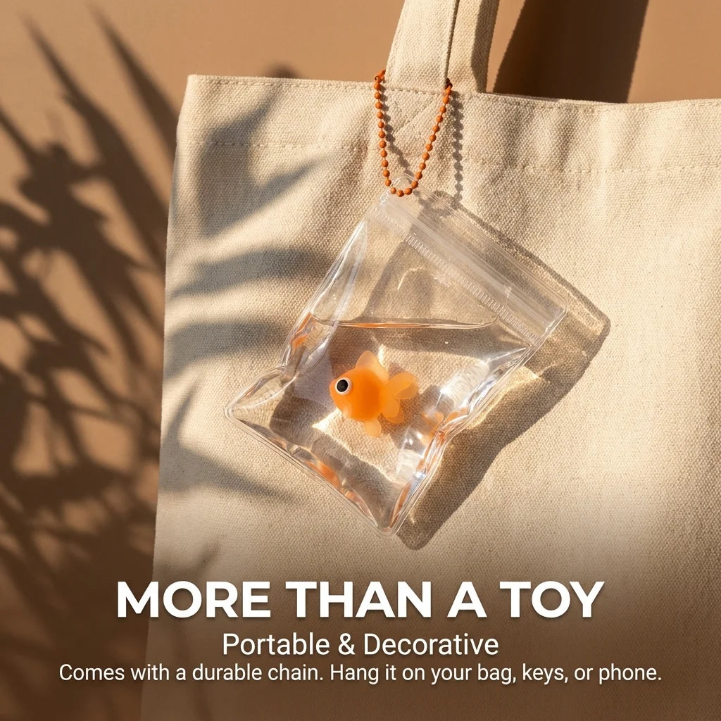 Cute Goldfish Squeeze Squishy Toy Soft TPR Pinch Fidget Gadget Transparent Bag Stress Relief Handheld Relax Novelty Accessory