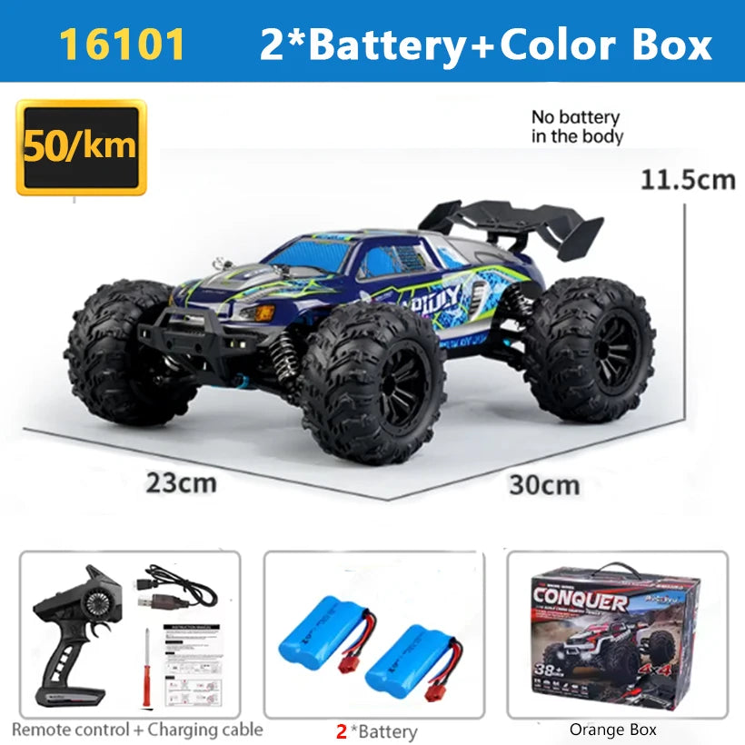 SCY 1:16 4WD RC Car 70KM/H Or 50KM/H With LED Light 2.4G Remote Control Cars High Speed Drift Monster 4x4 Truck for Children Gif