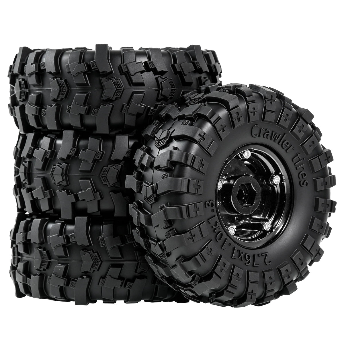 RED SPIDER 4Pcs 1.3 Inch 70mm RC Crawler Rubber Tires Metal Beadlock Wheel Rims Off‑Road Tyre Set for 1/18 1/24 RC Crawler Axial SCX24 FMS FCX24 RC Car Upgrade Spare Parts