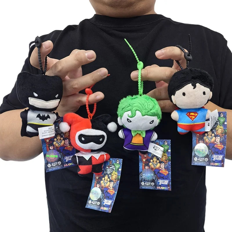 9cm Batman Superman Plush Keychain DC Justice League 9cm Harley Quinn Joker Cute Cartoon Movie Dolls Creative Christmas Gifts