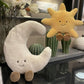 Smile Face Sun & Moon Plush Toy – Cute Cartoon Weather Pillow