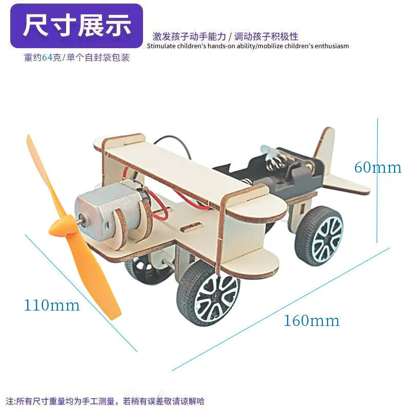 DIY Electric Glider Plane Assemble Kit Precut Wood Parts Science Experiment Toy Learn Aerodynamic & Motor Circuit Knowledge