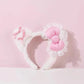 Kawaii Hello Kitty Plush Hairband My Melody Kuromi Pink Black Bow Plush Headband Cosplay Halloween Costume Hair Accessory Gift