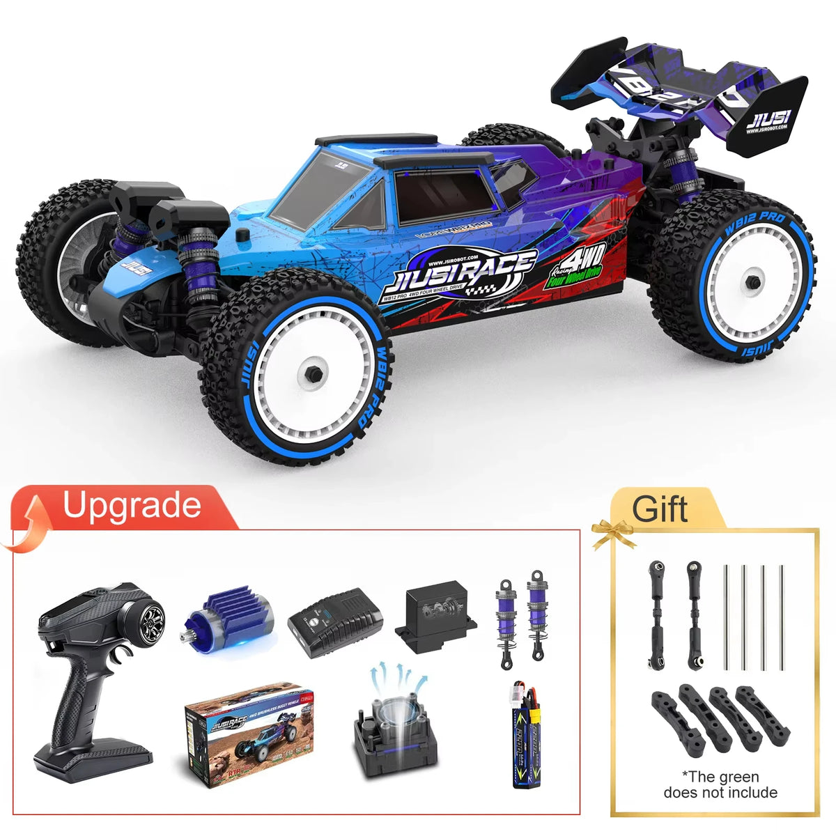 JIUSI WB12 PRO 1/12 Racing Car 80km/h Brushless 4WD RC Car High Speed 2.4G Remote Control Car Competitive Off-road RC Toys Gift