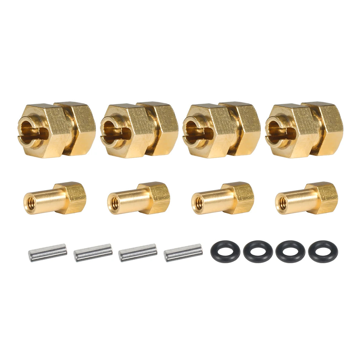 1Set Brass Hub Extenders 7mm Hex 1.0 Wheel Rims Adapter with Nuts for 1/24 RC Crawler SCX24 C10 Gladiator Bronco AX24 Upgrade