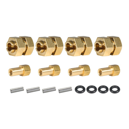 1Set Brass Hub Extenders 7mm Hex 1.0 Wheel Rims Adapter with Nuts for 1/24 RC Crawler SCX24 C10 Gladiator Bronco AX24 Upgrade