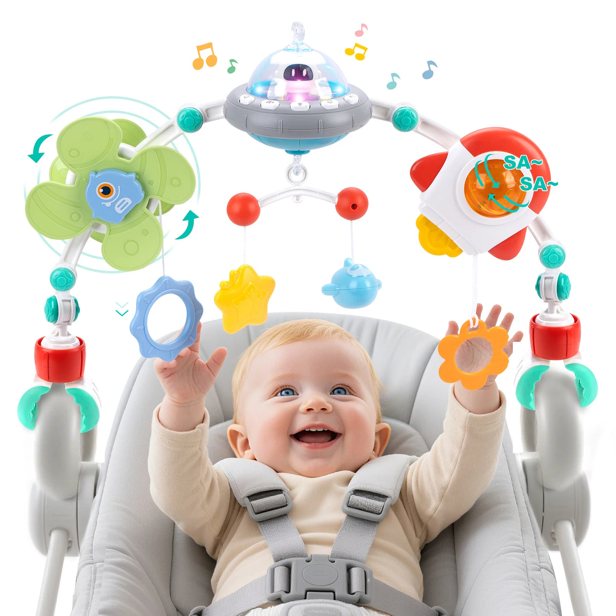 Baby Stroller Arch Toys Bouncer Toy Pram Activity Arch Toys Fine Motor Skills Toys Sensory Development Arch Baby Car Seat Toys