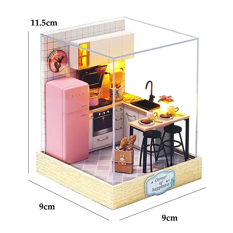 Doll House Kit Mini DIY Flower House Handmade 3D Puzzle Assembly Building Toys Home Bedroom Decoration With Furniture DollHouses