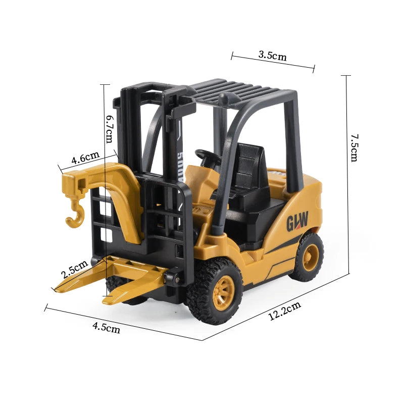 1:70 Mini Forklift Alloy+Plastic Engineering Diecast Construction Vehicle Inertia Car Collection Toys for Children Kids Gifts