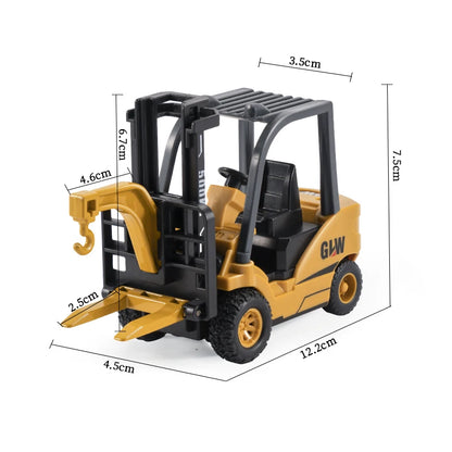 1:70 Mini Forklift Alloy+Plastic Engineering Diecast Construction Vehicle Inertia Car Collection Toys for Children Kids Gifts