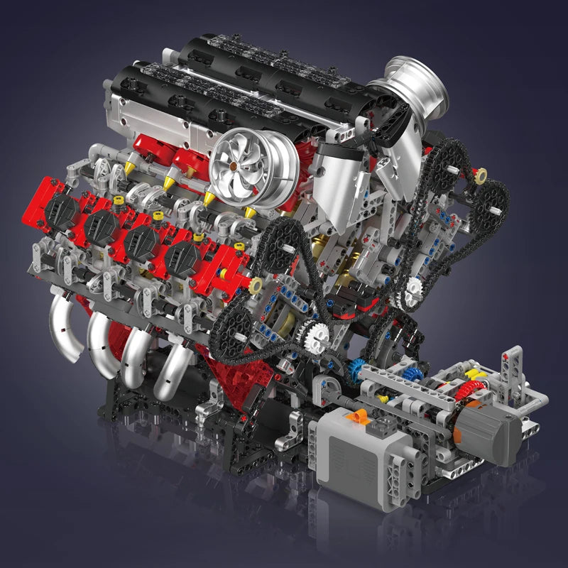 Mould King 10130 The F488 Supercar V8 Engine Building Block Technical Car Brick Set Assembly Car Engine Toys Kids Christmas Gift
