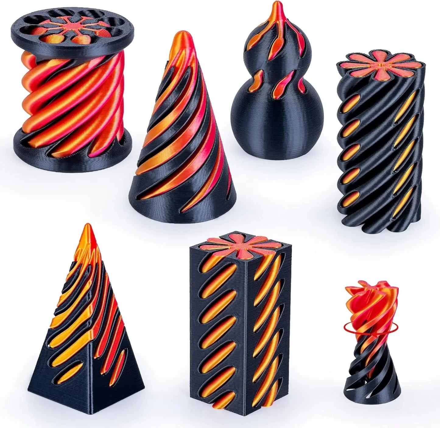 6 Pack Spiral Cone Fidget Toys 3D Printed Impossible Passthrough Pyramid Pillar Gourd Helix Screw Toys for Anxiety Relaxing