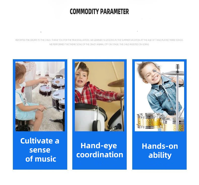 Drum Sets for Children Beginners Children's Toys Dynamic Jazz Drums for Western Percussion Instrument