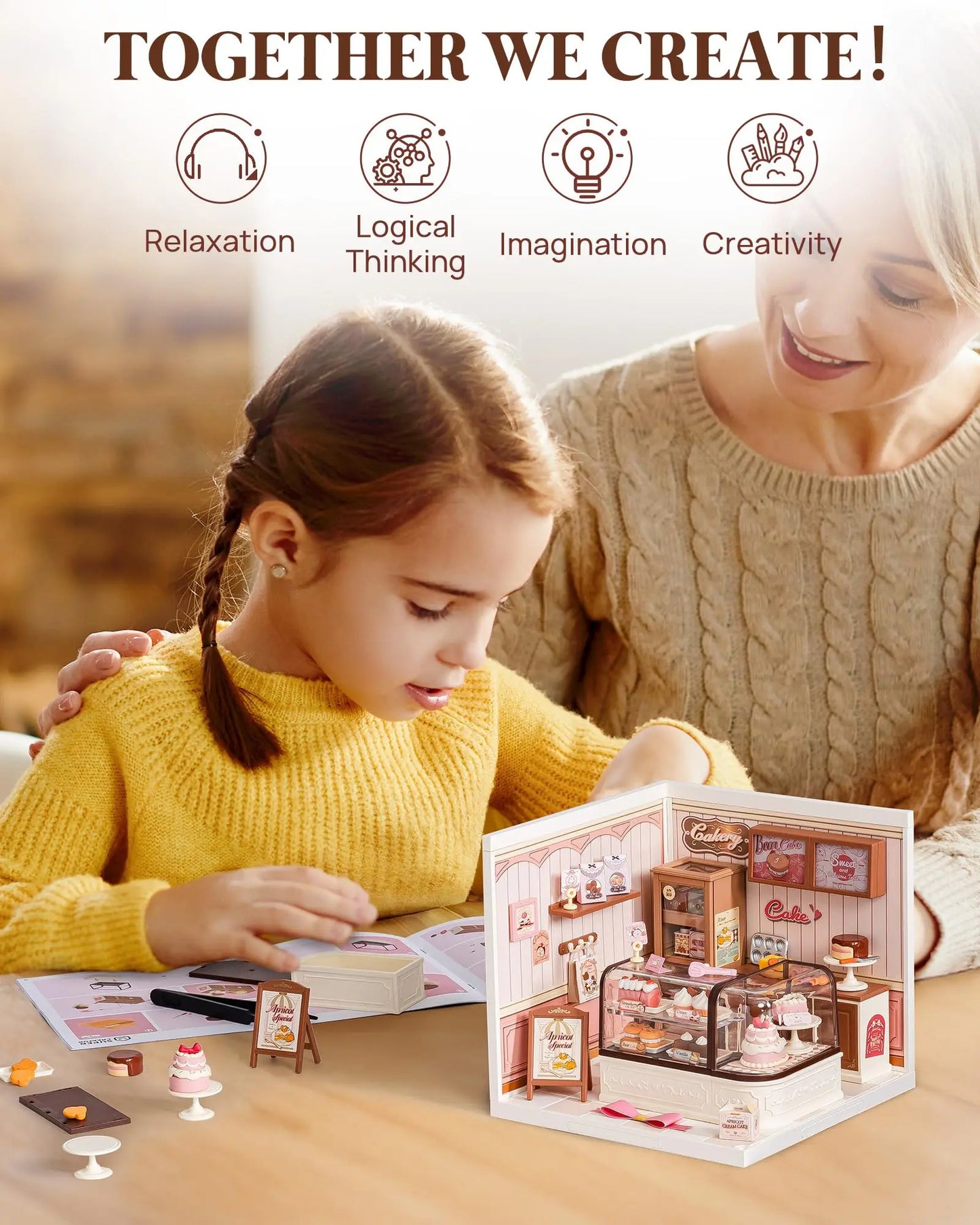 Robotime Rolife Super Creator Series Dollhouse Building Blocks Home Decor Creative Christmas Gift Tasty Cake Shop for Women
