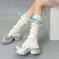 Hatsune Miku Crew Neck Socks Cute Kawaii Vocaloid Anime Printed Cotton Stockings Tube Socks Over the Knee Socks Girls Fan Gift
