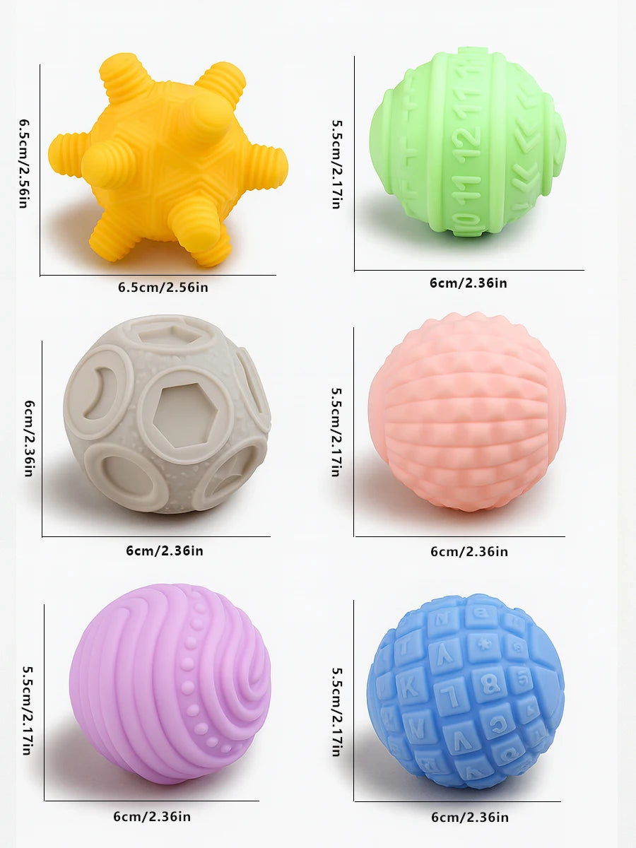 6Pcs Baby Sensory Ball, Baby Teething Toy, Montessori Early Childhood Education, Baby Water Toy Ball, Massage Ball