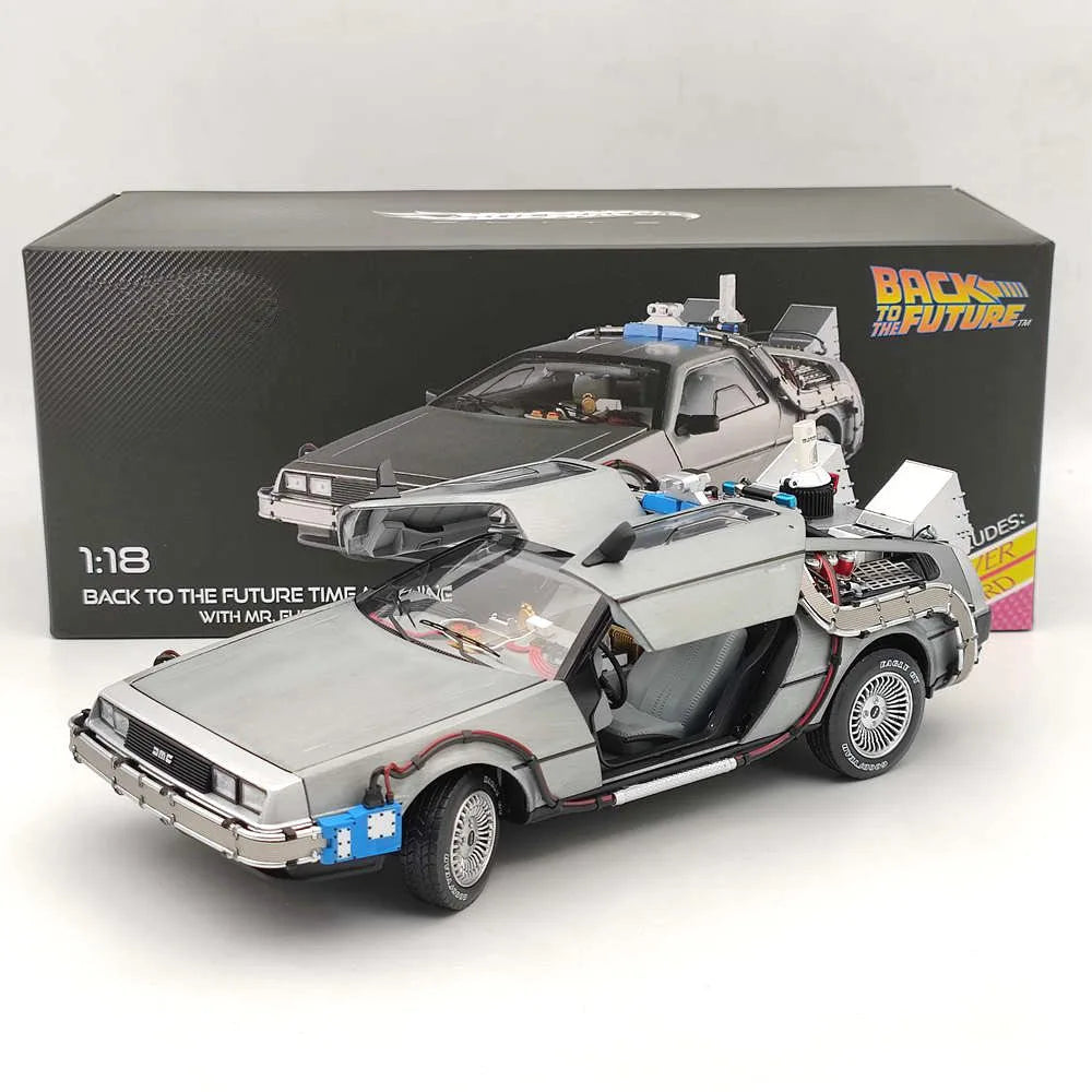 HW 1:18 for Elite Back To The Future Time Machine Ultimate Edition BCJ97 Diecast Models Car Toys Collection Christmas Auto Gift