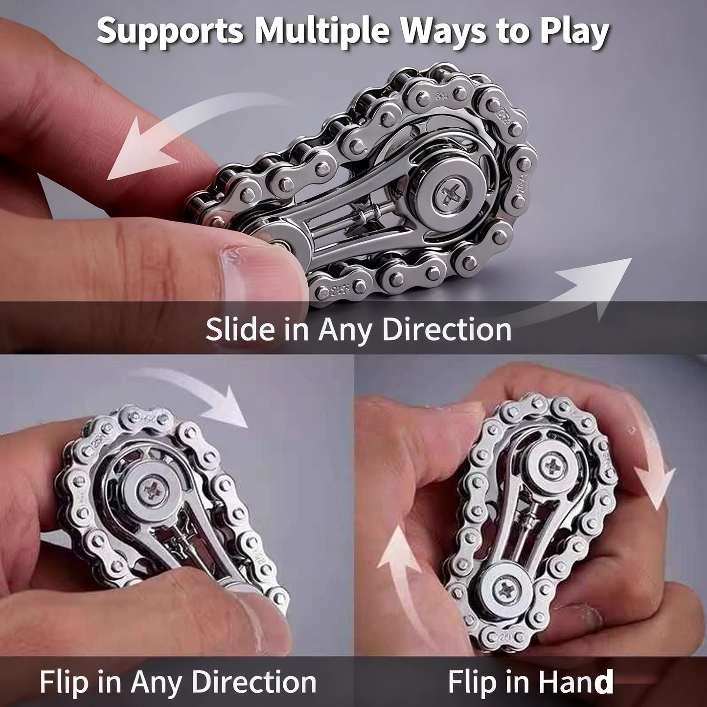 Metal Sprockets Flywheel Gear Fingertip Gyro Fidgeting Spinner Antistress Anxiety Bike Chains Spinner Fidget Toys for Adult Kids