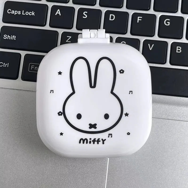 Cute Miffy Cartoon Rabbit Folding Air Cushion Comb With Mirror 2 in 1 Compact Pocket Comb Portable Student Travel Hair Tool Gift