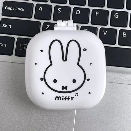 Cute Miffy Cartoon Rabbit Folding Air Cushion Comb With Mirror 2 in 1 Compact Pocket Comb Portable Student Travel Hair Tool Gift