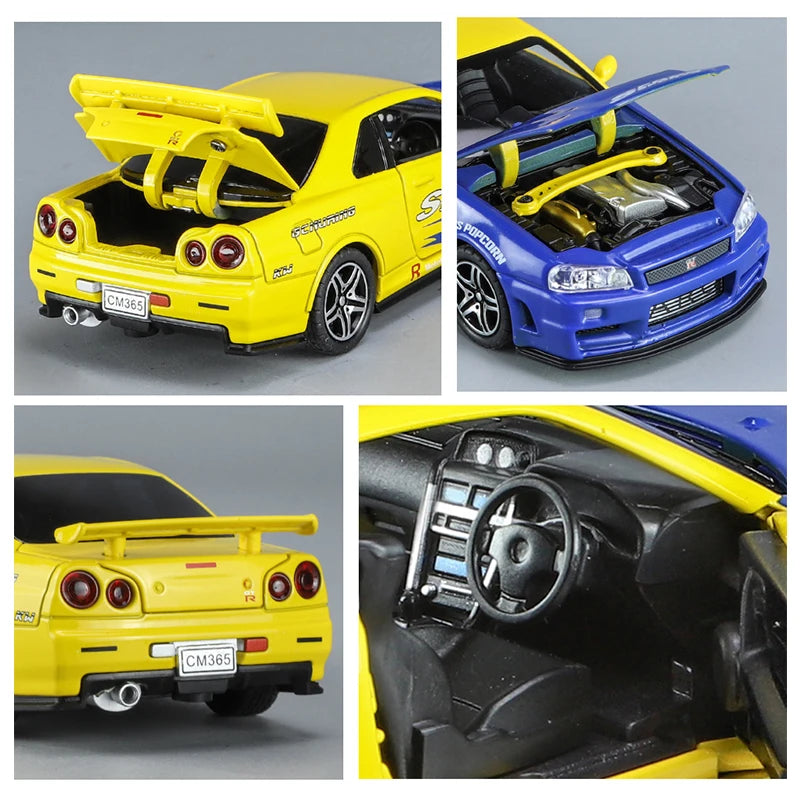 1:32 GTR R34 SKYLINE Fast Alloy Simulation Car Model Diecasts & Toy Vehicles And Furious Cars Decoration Toys gift for collectio