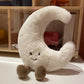 Adorable Smile Face White Moon Yellow Sun Plushie Stuffed Cute Cartoon Weather Plush Toy for Kid Bedroom Decor Sofa Throw Pillow