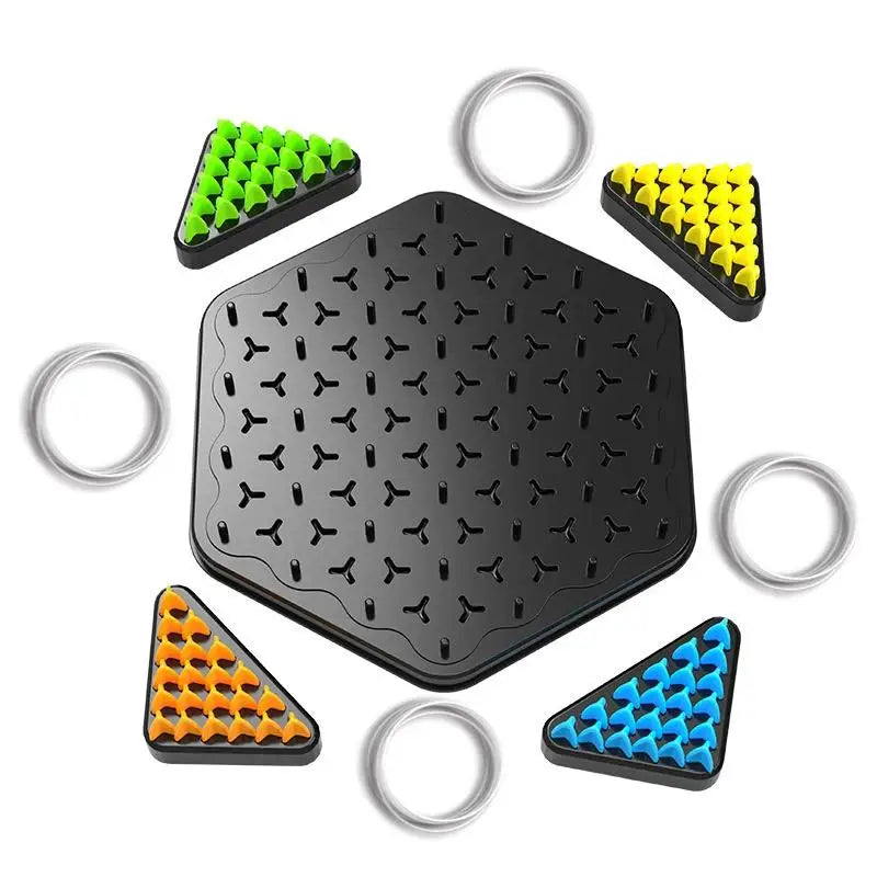 Chain Triangle Chess Triggle Rubber Band Game Toy Board Game Competitive Battle Set for Kids Friends Parent-Child Interaction