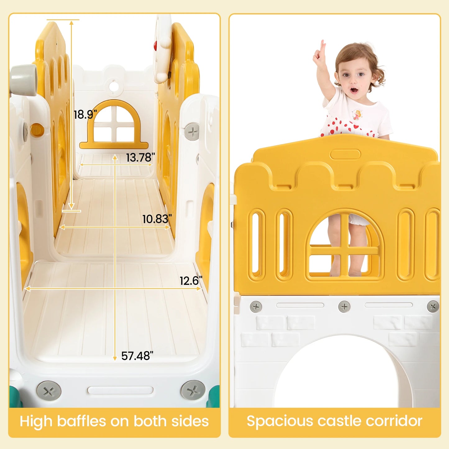 8 In 1 Toddler Slide Indoor Playground, Indoor Slide Toddler Playset For Toddlers 1-3, Kids Outdoor Playground With Slide