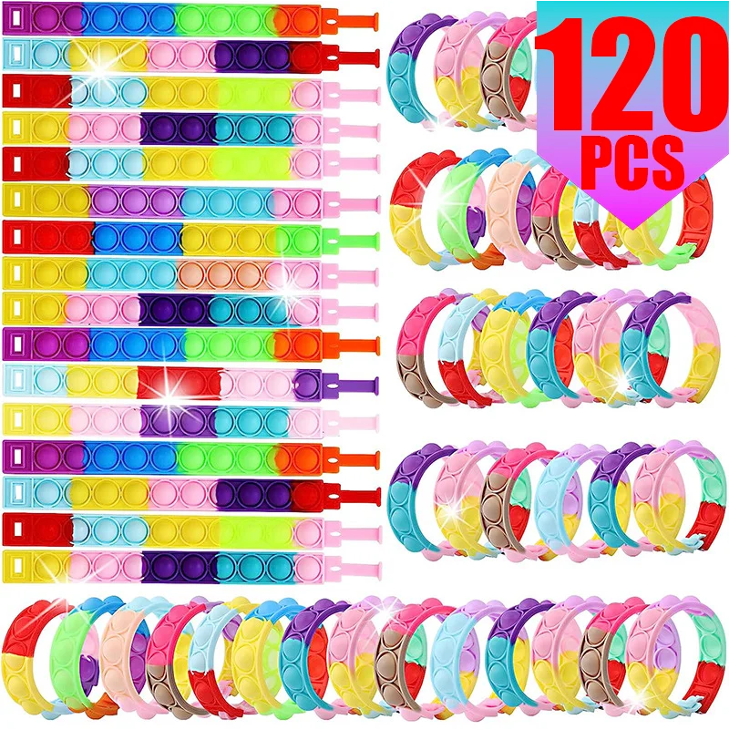 Push Pop Bubble Sensory Bracelet Fidget Toy for Kids Stress Reliever Classroom Reward Party Favors Children's Gift Pop Bracelet