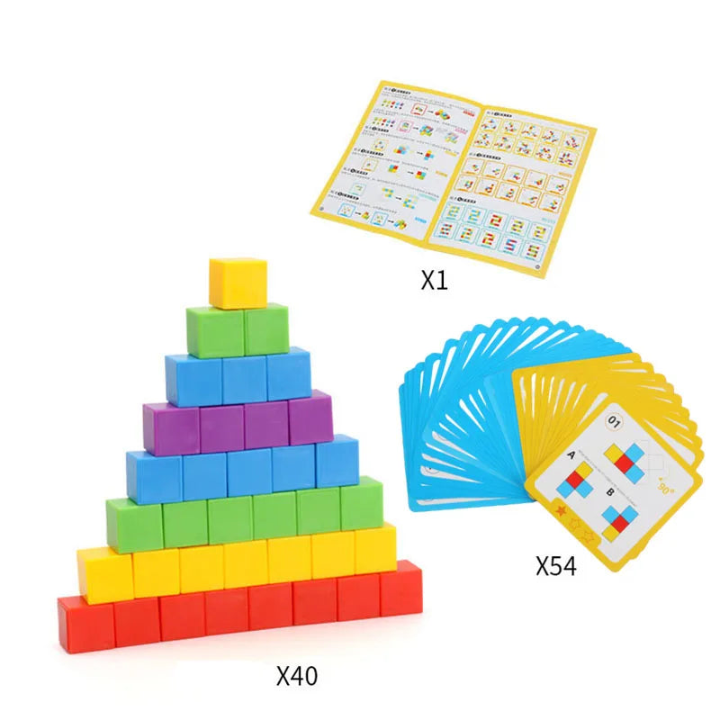 Montessori Magic Block Puzzle Toy Spatial Logical Thinking Training Game Rainbow Stacking Blocks Math Educational Toys For Child